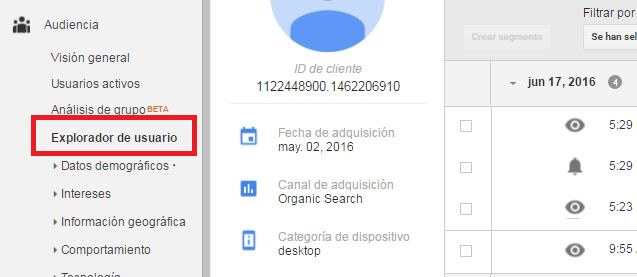 Nuevo User Explorer de Google Analytics