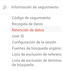 Retención de datos en Google Analytics