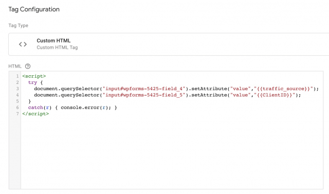 configuración de tag manager