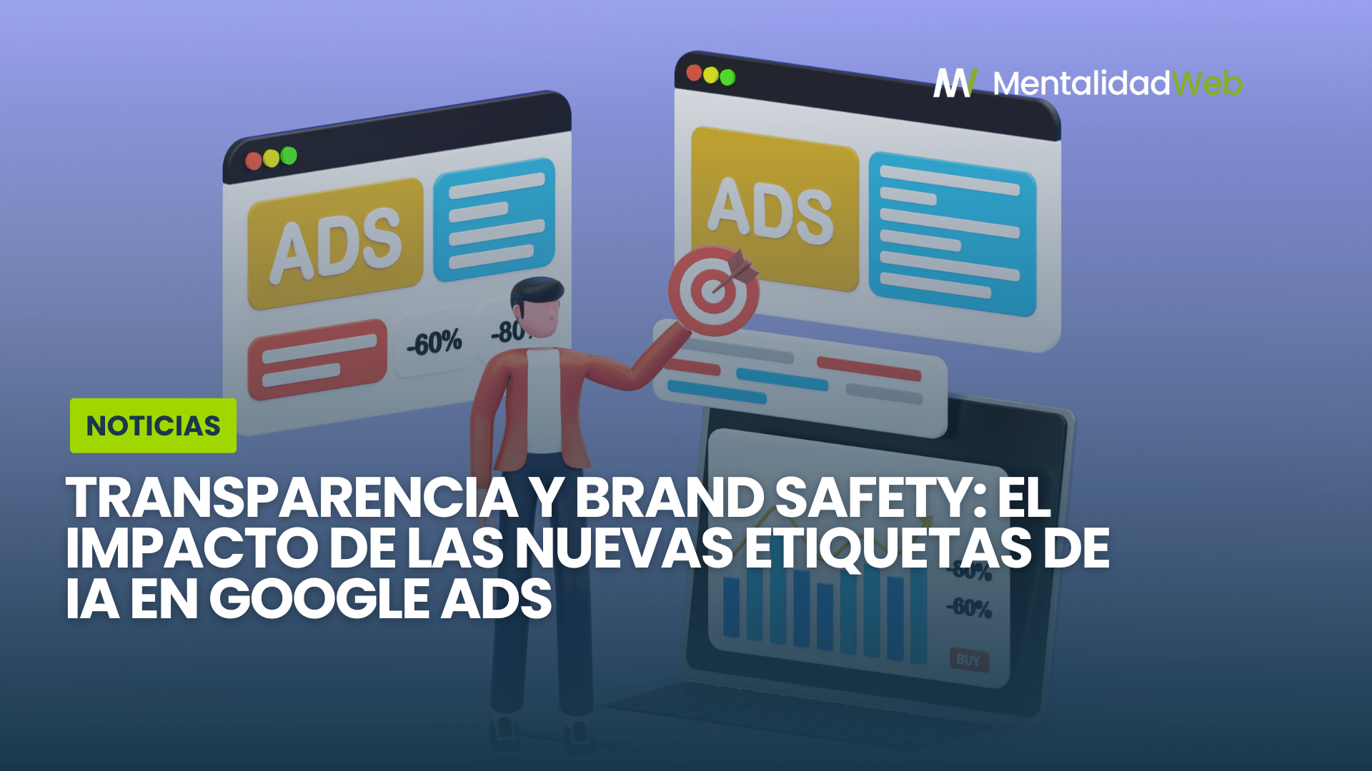 Gráfica conceptual sobre las nuevas etiquetas de transparencia para anuncios generados por IA en Google Ads.