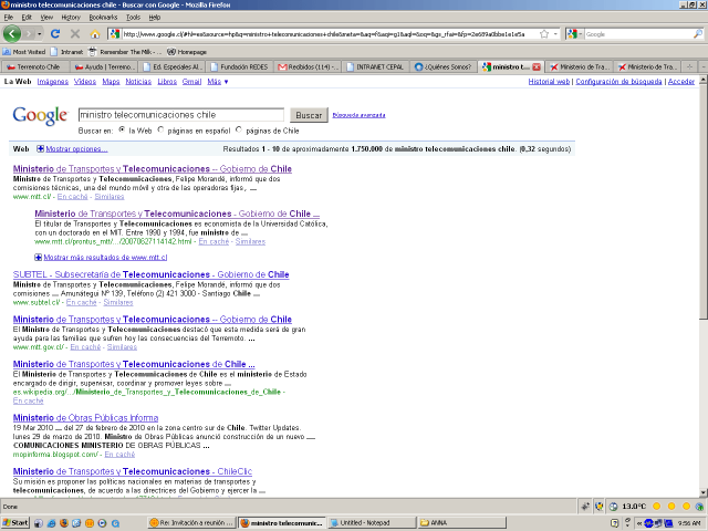 Ministerio telecomunicaciones chile en Google
