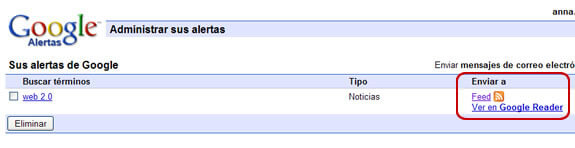 Alertas de Google a través de feeds RSS