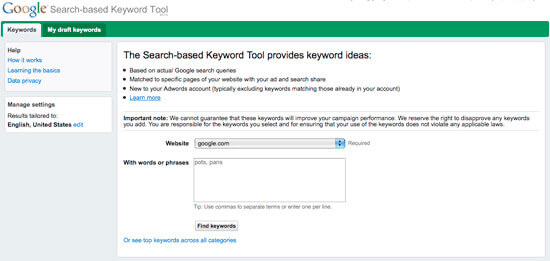 Nueva herramienta para Keyword Reseach de Google