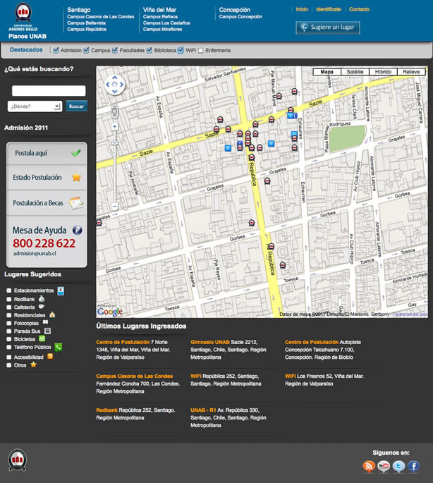 Planos UNAB: Nuevas versión con el API de Google Maps