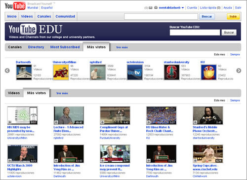 YouTube Edu, el canal para la educación, una apuesta por el m-learning